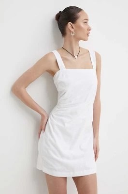 Zdjęcie produktu Abercrombie & Fitch sukienka lniana kolor biały mini dopasowana