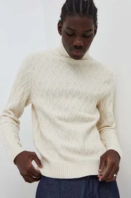 Zdjęcie produktu Abercrombie & Fitch sweter męski kolor beżowy z golferm