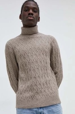 Zdjęcie produktu Abercrombie & Fitch sweter męski kolor beżowy z golferm