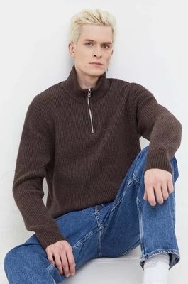 Zdjęcie produktu Abercrombie & Fitch sweter męski kolor brązowy z półgolfem