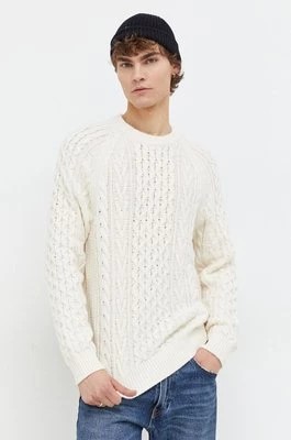 Zdjęcie produktu Abercrombie & Fitch sweter z domieszką wełny męski kolor beżowy