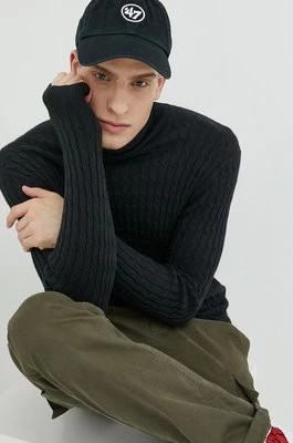 Zdjęcie produktu Abercrombie & Fitch sweter z domieszką wełny męski kolor czarny lekki z golferm