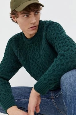 Zdjęcie produktu Abercrombie & Fitch sweter z domieszką wełny męski kolor zielony
