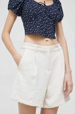 Zdjęcie produktu Abercrombie & Fitch szorty damskie kolor beżowy gładkie high waist
