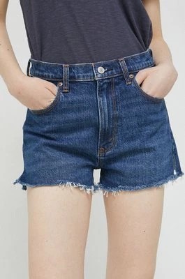 Zdjęcie produktu Abercrombie & Fitch szorty jeansowe damskie kolor granatowy gładkie high waist
