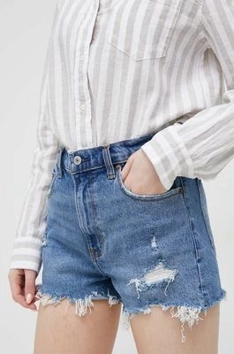 Zdjęcie produktu Abercrombie & Fitch szorty jeansowe damskie kolor granatowy high waist