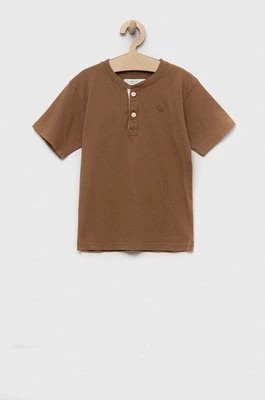 Zdjęcie produktu Abercrombie & Fitch t-shirt bawełniany dziecięcy kolor brązowy gładki