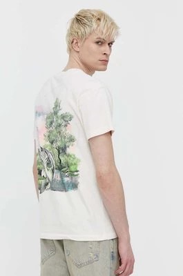 Zdjęcie produktu Abercrombie & Fitch t-shirt bawełniany męski kolor beżowy z nadrukiem