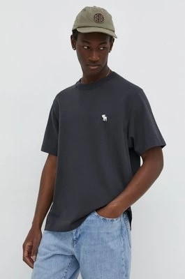 Zdjęcie produktu Abercrombie & Fitch t-shirt bawełniany męski kolor czarny gładki