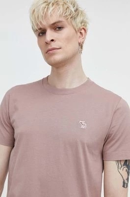 Zdjęcie produktu Abercrombie & Fitch t-shirt bawełniany męski kolor różowy gładki