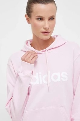 Zdjęcie produktu adidas bluza bawełniana damska kolor różowy z kapturem z nadrukiem IL3343