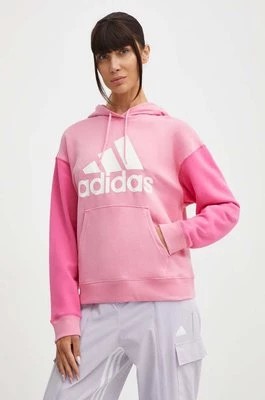Zdjęcie produktu adidas bluza bawełniana damska kolor różowy z kapturem z nadrukiem IR5450