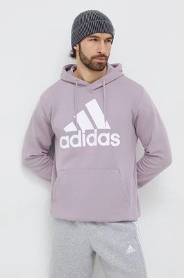 Zdjęcie produktu adidas bluza bawełniana męska kolor fioletowy z kapturem z nadrukiem IS1353