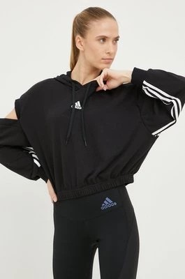 Zdjęcie produktu adidas bluza damska kolor czarny z kapturem gładka