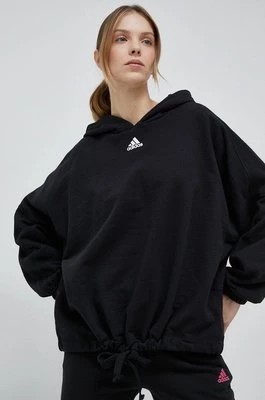 Zdjęcie produktu adidas bluza damska kolor czarny z kapturem gładka