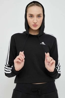 Zdjęcie produktu adidas bluza damska kolor czarny z kapturem wzorzysta