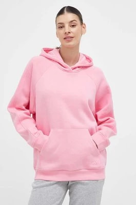 Zdjęcie produktu adidas bluza damska kolor różowy z kapturem gładka