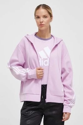 Zdjęcie produktu adidas bluza damska kolor różowy z kapturem z aplikacją