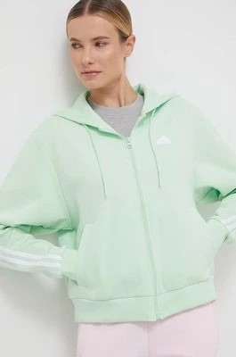 Zdjęcie produktu adidas bluza damska kolor zielony z kapturem z aplikacją IS3680