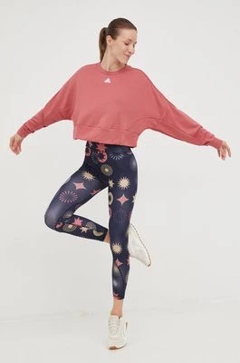 Zdjęcie produktu adidas bluza do jogi Studio damska kolor różowy gładka