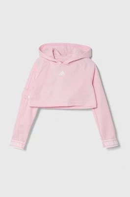 Zdjęcie produktu adidas bluza dziecięca kolor różowy z kapturem gładka