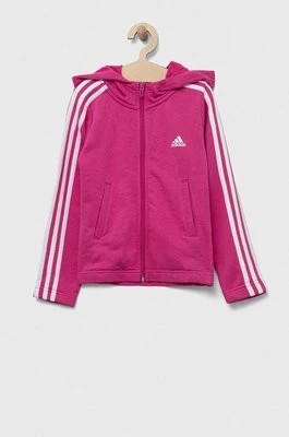 Zdjęcie produktu adidas bluza dziecięca kolor różowy z kapturem z aplikacją
