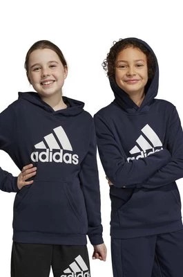 Zdjęcie produktu adidas bluza dziecięca U BL kolor niebieski z kapturem z nadrukiem