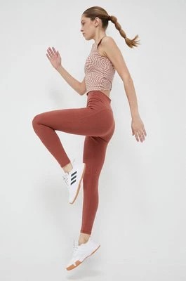 Zdjęcie produktu adidas by Stella McCartney legginsy damskie kolor brązowy gładkie