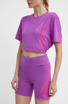 Zdjęcie produktu adidas by Stella McCartney szorty treningowe TruePace kolor fioletowy z nadrukiem high waist IT5779