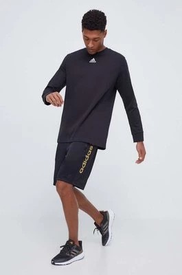 Zdjęcie produktu adidas longsleeve bawełniany kolor czarny gładki