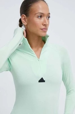Zdjęcie produktu adidas longsleeve damski kolor zielony z golfem IS3034