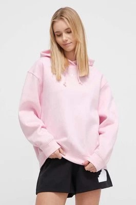 Zdjęcie produktu adidas Originals bluza Adicolor Essentials Boyfriend Hoodie damska kolor różowy z kapturem gładka IR5927