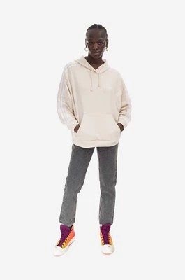 Zdjęcie produktu adidas Originals bluza bawełniana damska kolor beżowy z kapturem wzorzysta IB7453-KREMOWY