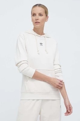 Zdjęcie produktu adidas Originals bluza bawełniana Essentials Regular Hoodie damska kolor beżowy z kapturem gładka IA6426