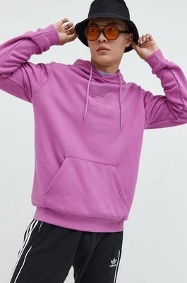 Zdjęcie produktu adidas Originals bluza bawełniana męska kolor różowy z kapturem z nadrukiem
