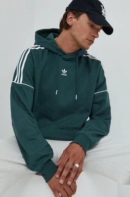 Zdjęcie produktu adidas Originals bluza bawełniana męska kolor zielony z kapturem gładka