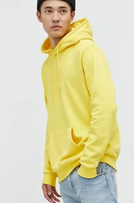 Zdjęcie produktu adidas Originals bluza bawełniana męska kolor żółty z kapturem z nadrukiem