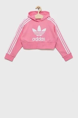 Zdjęcie produktu adidas Originals bluza dziecięca kolor różowy z kapturem z aplikacją