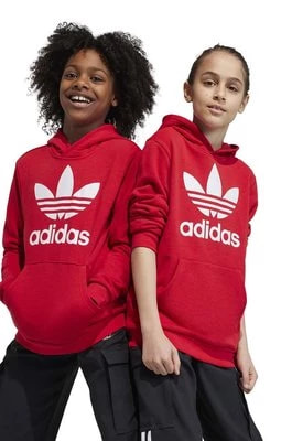 Zdjęcie produktu adidas Originals bluza dziecięca TREFOIL kolor czerwony z kapturem z nadrukiem