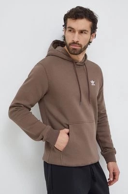 Zdjęcie produktu adidas Originals bluza Trefoil Essentials Hoody męska kolor brązowy z kapturem gładka IR7786