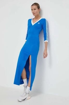 Zdjęcie produktu adidas Originals sukienka kolor niebieski maxi dopasowana IP2989