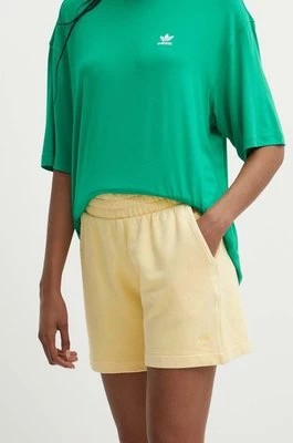 Zdjęcie produktu adidas Originals szorty bawełniane kolor żółty gładkie high waist IT4286