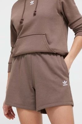 Zdjęcie produktu adidas Originals szorty damskie kolor brązowy gładkie high waist IR5957