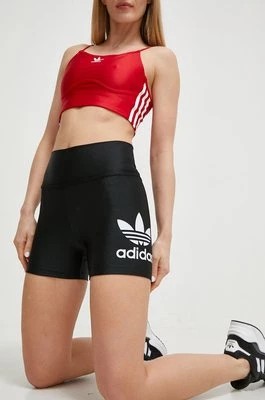 Zdjęcie produktu adidas Originals szorty damskie kolor czarny z nadrukiem high waist IR5520