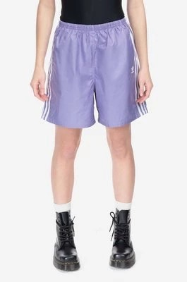 Zdjęcie produktu adidas Originals szorty damskie kolor fioletowy z aplikacją high waist IB7300-FIOLETOWY