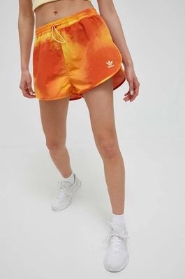 Zdjęcie produktu adidas Originals szorty damskie kolor pomarańczowy wzorzyste high waist