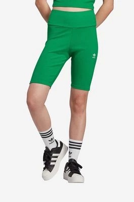 Zdjęcie produktu adidas Originals szorty damskie kolor zielony gładkie high waist IL9620-ZIELONY