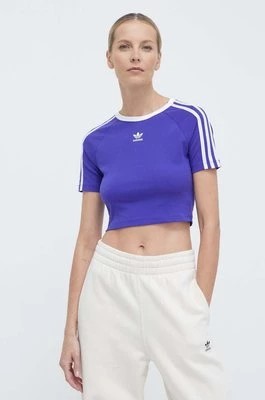 Zdjęcie produktu adidas Originals t-shirt 3-Stripes Baby Tee damski kolor fioletowy IP0661