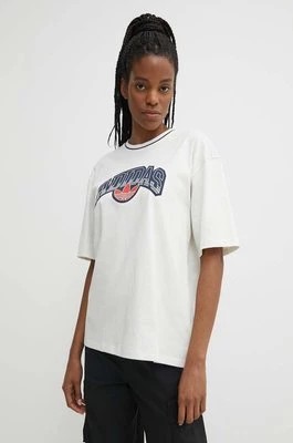Zdjęcie produktu adidas Originals t-shirt bawełniany damski kolor beżowy IU2491
