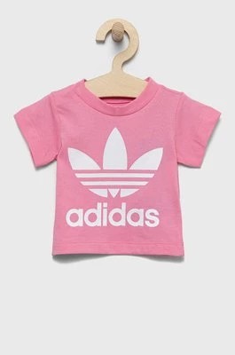 Zdjęcie produktu adidas Originals t-shirt bawełniany dziecięcy kolor różowy